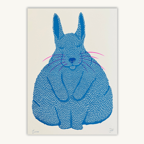 Siesta – Rabbit Risograph Print - Sprouts of Bristol