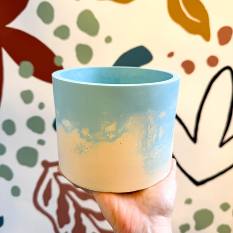 Sky Blue and Putty Jesmonite Pot - Sprouts of Bristol