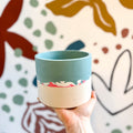 Sky Blue, Berry Pink and Putty Jesmonite Pot - Sprouts of Bristol