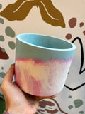 Sky Blue, Bright Pink and Putty Jesmonite Pot - Sprouts of Bristol
