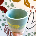 Sky Blue, Lime Green and Putty Jesmonite Pot - Sprouts of Bristol