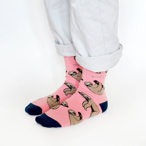 Sloth Socks | Bamboo Socks | Salmon Socks | Sleepy Socks - Sprouts of Bristol