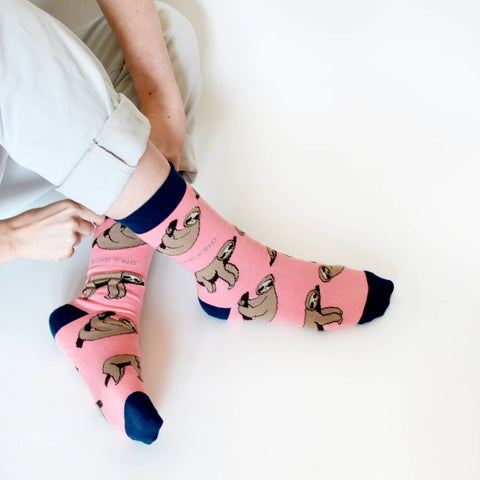 Sloth Socks | Bamboo Socks | Salmon Socks | Sleepy Socks - Sprouts of Bristol