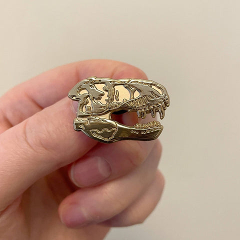 T - Rex Skull Pin Badge - Sprouts of Bristol