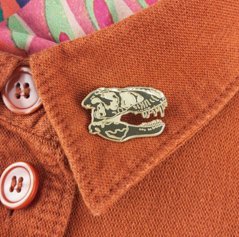T - Rex Skull Pin Badge - Sprouts of Bristol