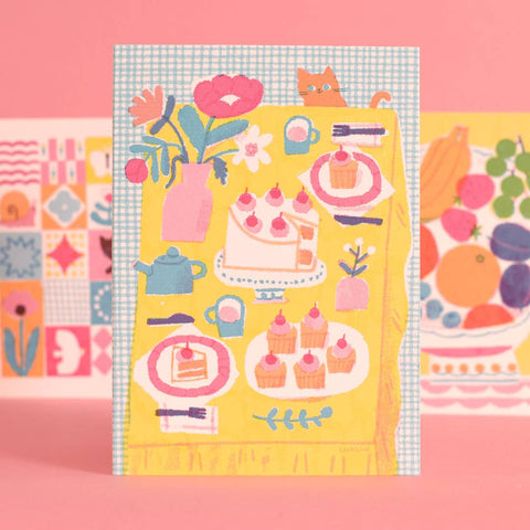 Tea Party | Everyday greetings card | Cat lover, cupcakes - Sprouts of Bristol