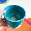 Teal Blue and Putty Jesmonite Pot - Sprouts of Bristol