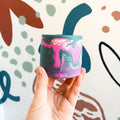 Teal Blue, Fuchsia Pink and Putty Jesmonite Mini Pot - Sprouts of Bristol