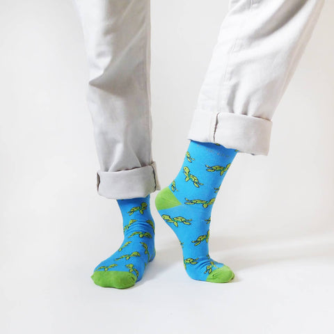 Turtle Socks | Bamboo Socks | Aqua Blue Socks | Ocean Socks - Sprouts of Bristol