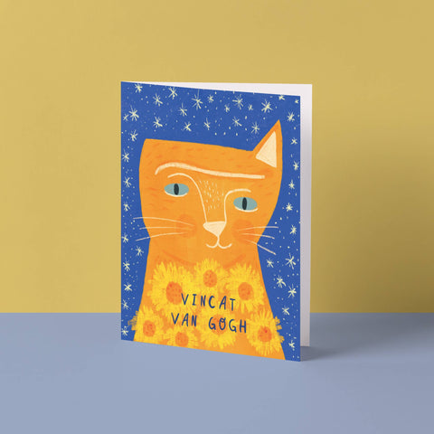 Vincat Van Gogh Cat Artist Greetings Card - Sprouts of Bristol