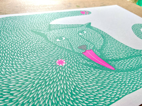 Wet Ass Penelope – Riso Cat Art Print - Sprouts of Bristol