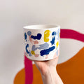 Abstract Blue, Nude and Yellow Jesmonite Pot - Sprouts of Bristol