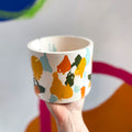 Abstract Orange, Blue and Green Jesmonite Pot - Sprouts of Bristol
