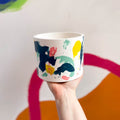 Abstract Pink, Yellow and Blue Jesmonite Pot - Sprouts of Bristol