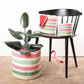 Alama - Light Pink & Green Stripe Woven Basket - Sprouts of Bristol