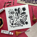 Autumn Things Original Lino Cut Print - Sprouts of Bristol