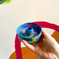 Bright Blue, Pink and Yellow Abstract Jesmonite Candle Basin Holder - Sprouts of Bristol