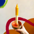 Bright Coral, Tan and Grey Abstract Jesmonite Candle Basin Holder - Sprouts of Bristol