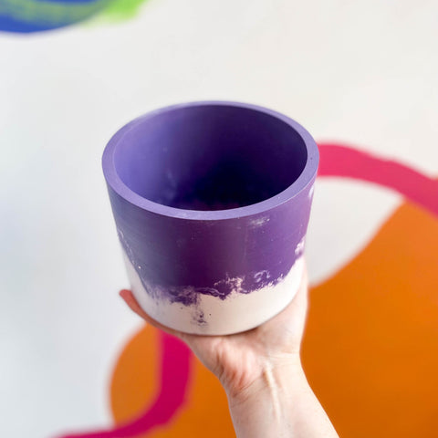 Bright Purple and White Jesmonite Pot - Sprouts of Bristol