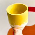 Bright Yellow and White Jesmonite Pot - Sprouts of Bristol