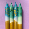 Crushed Emerald and Deep Ice - Dip Dye Dinner Candle Set of 4 - Sprouts of Bristol