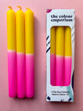 FLAXEN FUSCIA Dip Dye Dinner Candle Trio - Sprouts of Bristol