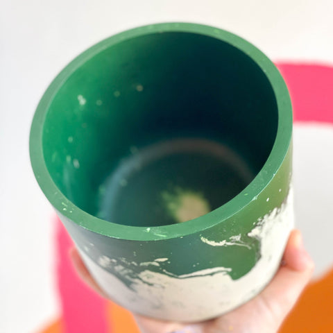 Green and White Jesmonite Pot - Sprouts of Bristol