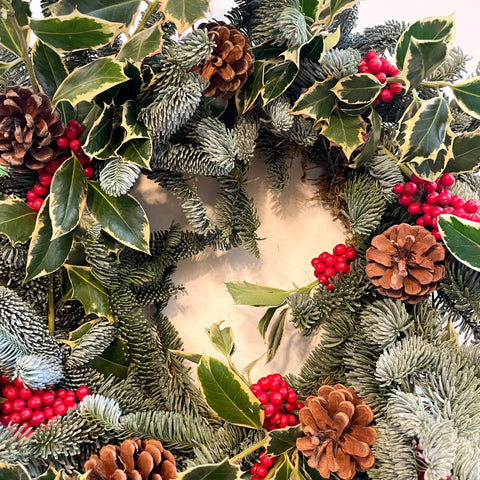 Handmade Fresh Foliage Christmas Wreath - No.3 - Sprouts of Bristol