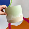Mint Green and Putty Jesmonite Pot - Sprouts of Bristol