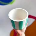 Mint Green Stripes Jesmonite Pot - Sprouts of Bristol
