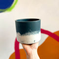 Muted Blue and White Jesmonite Pot - Sprouts of Bristol