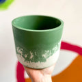 Muted Green and White Jesmonite Pot - Sprouts of Bristol