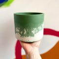 Muted Green and White Jesmonite Pot - Sprouts of Bristol