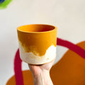 Muted Orange and White Jesmonite Pot - Sprouts of Bristol