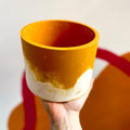 Muted Orange and White Jesmonite Pot - Sprouts of Bristol