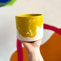Muted Yellow and White Jesmonite Pot - Sprouts of Bristol