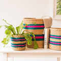 Ndoto - Turquoise, Pink and Sand Woven Basket - Sprouts of Bristol
