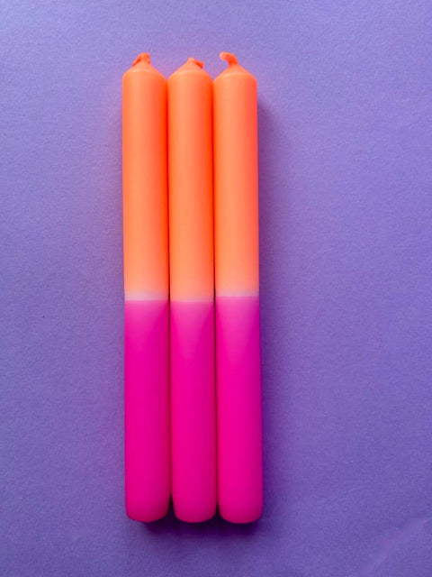 PEACH MELBA Dip Dye Dinner Candles Trio - Sprouts of Bristol