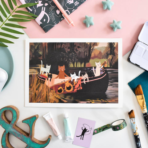 The Cats of Shalott Art Print - Sprouts of Bristol