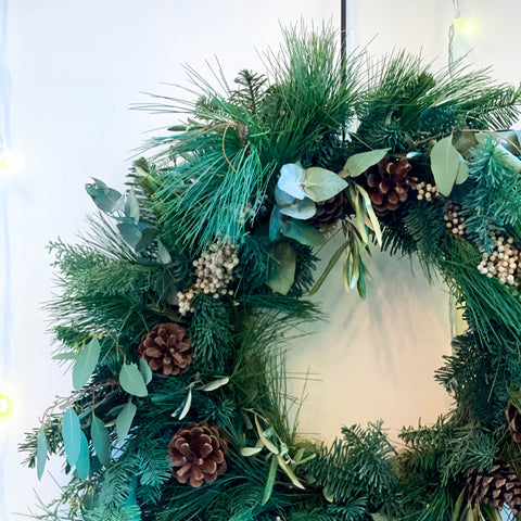 The 'Gin Fizz' Fresh Foliage Christmas Wreath - Sprouts of Bristol