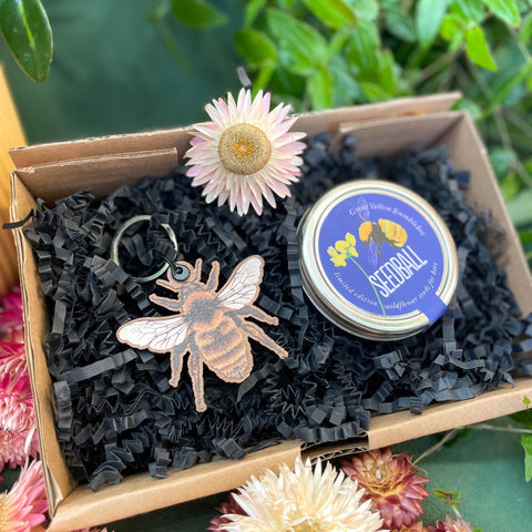 The Nature Lover Mini Gift Set - Wooden Keyring and Wildflower Seeds - Choose your own! - Sprouts of Bristol