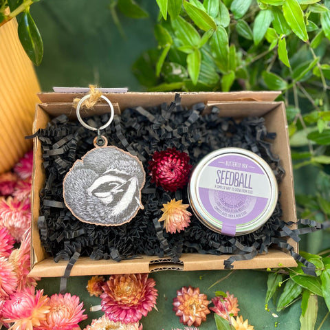 The Nature Lover Mini Gift Set - Wooden Keyring and Wildflower Seeds - Choose your own! - Sprouts of Bristol