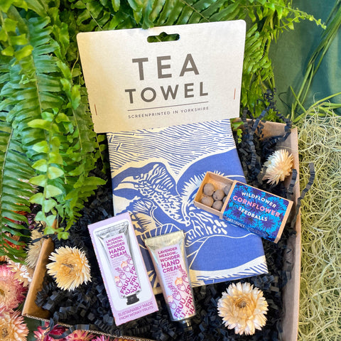 The Screen Printed Tea Towel, Wonky Fruit Hand Cream & Wildflower Seed Gift Set - Sprouts of Bristol