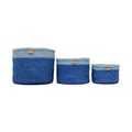 Tofauti - Two Blue Duo Colour Block Woven Basket - Sprouts of Bristol