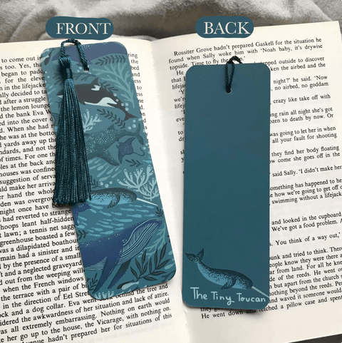 Whales Illustrated Bookmark with Tassel - Sprouts of Bristol