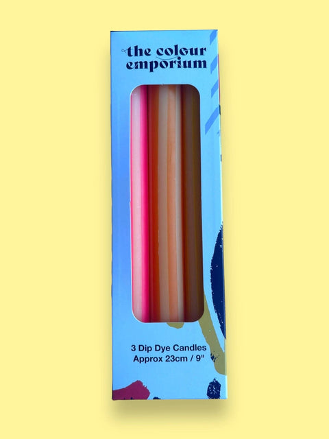 YELLOW PINSTRIPES Dip Dye Dinner Candles Trio - Sprouts of Bristol